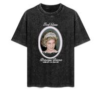 Mootaa Men's Women's Washed Vintage T Shirt God Bless Princess Diana Remembrance Cult Movie Music Unisex Antique Wash T-Shirts Black S