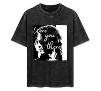 Mootaa Men's Women's Washed Vintage T Shirt Johnny Depp Were You There Unisex Antique Wash T-Shirts Black XXL