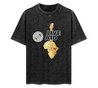 Mootaa Men's Women's Washed Vintage T Shirt Live Aids Concert 1985 Live Aids Everyday Funny Graphic Practical Unisex Antique Wash T-Shirts Black S