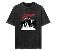 Mootaa Men's Women's Washed Vintage T Shirt Suburbia Rebel Streets Film Drama Thriller American Unisex Antique Wash T-Shirts Black S
