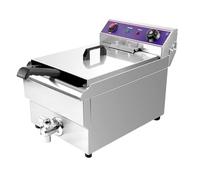 MOOTACO Friteuse électrique,16LCommerciale friteuse avec valve de vidange acier inoxydable,Professionnelle Inox Friteuse Avec Régulateur de Température,3000 W, 60-200 °C