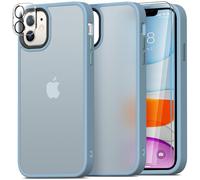 Mootobo Coque iphone 11 avec 2 Verre Trempé et 1 Caméra Protecteur, Antichoc Antirayures Bumper iphone 11 Coque, Etui Translucide Mat Arrière Housse Fine Antichoc Case 6.1", Bleu