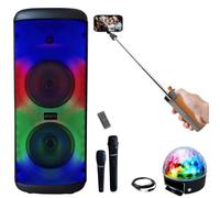 Pack Karaoké - Enceinte Portable USB Bluetooth Mooving ELECTRO-SOUND600 - 2 Micros - Jeu Lumière Astro - Enceinte Perche Selfie Enfant Ado