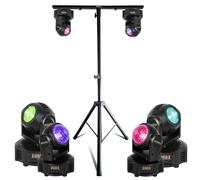 Mooving Light & Sound - Pack Pied Lumière ML-SUPPORT-DJLIGHT réglable - 2 Lyres Astro Beam 2-en-1 - Soirée Fête