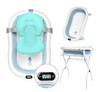 moovkee. Baignoire bebe avec Support 80cm - Baignoire Pliable Bébé sur Pied - Sécurisée et Confortable Bassine Pliable Bebe avec Thermomètre et Coussin de bain