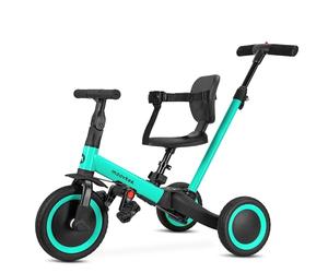 Moovkee Tricycle Bébé Évolutif 6 en 1 - Draisienne Evolutive à partir de 1 an - Velo Enfant Bleu avec Barre de poussée - Vélo d'apprentissage de sécurité pour Votre Enfant