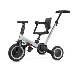 Moovkee Tricycle Bébé Évolutif 6 en 1 - Draisienne Evolutive à partir de 1 an - Velo Enfant Gris avec Barre de poussée - Vélo d'apprentissage de sécurité pour Votre Enfant