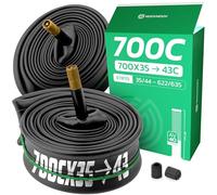 MOOVMOOV Chambre à Air 700 - pour Pneus 700x35C, 700x36C, 700x37C, 700x38C, 700x40C, 700x42C et 700x43C - ETRTO de 35-622 à 44-622 - Valve Schrader - Lot de 2 - Vélo de Route et Gravel