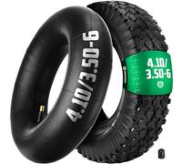 MOOVMOOV Pneu Brouette 3.50-6 (4.10/3.50-6) avec Chambre à air Valve Droite Incluse - Pneu de Brouette 4PLY Renforcé 147kg Charge Max - Non Highway Speed - Compatible Pour Roue 3.50-6, 4.00-6, 4.10-6