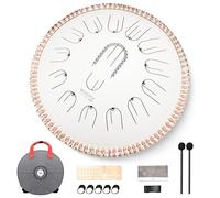 MOOZICA Tam-tam à Langues en Acier de 15 Pouces - 15 notes en do majeur 440Hz avec conception d'octave harmonique - Instrument de percussion professionnel avec sac de transport(Blanc)