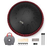 MOOZICA Tam-tam à Langues en Acier de 15 Pouces - 15 notes en do majeur 440Hz avec conception d'octave harmonique - Instrument de percussion professionnel avec sac de transport (Noir) (Noir)