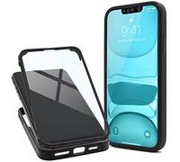 Moozy Coque 360 pour iPhone X/XS - Transparente avec Bordure Noire, Protection Intégrale Avant et Arrière, Etui Housse Case avec Verre Trempé Intégré
