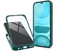 Moozy Coque 360 pour Samsung A32 5G - Transparente avec Bordure Verte, Protection Intégrale Avant et Arrière, Etui Housse Case avec Verre Trempé Intégré
