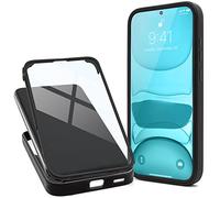Moozy Coque 360 pour Samsung A53 5G - Transparente avec Bordure Noire, Protection Intégrale Avant et Arrière, Etui Housse Case avec Verre Trempé Intégré