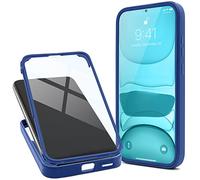 Moozy Coque 360 pour Xiaomi 12T et 12T Pro - Transparente avec Bordure Bleue, Protection Intégrale Avant et Arrière, Etui Housse Case avec Verre Trempé Intégré