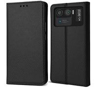 Moozy Coque a Rabat pour Xiaomi Mi 11 Ultra, Noir - Housse Étui Fin Smart Magnétique avec Porte-Cartes et Support