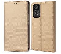 Moozy Coque a Rabat pour Xiaomi Redmi Note 11 Pro 5G/4G, Or - Housse Étui Fin Smart Magnétique avec Porte-Cartes et Support