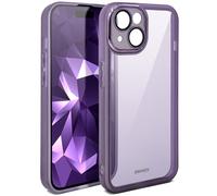 Moozy Coque pour iPhone 13/14, 6.1-Pouces, Transparent, Antichoc avec Protection de l'Objectif de la Caméra, Violet
