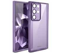 Moozy Coque Samsung S23 Ultra en TPU transparent antichoc avec protection d'objectif d'appareil photo Violet