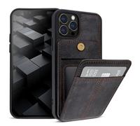 Moozy ElitePocket Coque pour iphone 12/12 Pro, Étui de Protection Téléphone avec Porte-Cartes, Coque avec Porte Fente Carte pour iphone 12/12 Pro, Gris foncé