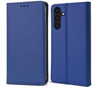 Moozy Étui à Rabat pour Samsung A54 5G, Bleu Foncé - Étui à Rabat avec Porte-Cartes et Support, Flip Cover avec Motif, Emplacements pour Cartes de Crédit, Étui Portefeuille Magnétique
