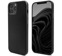 Moozy Lifestyle. Coque conçue pour iPhone 12, iPhone 12 Pro, noire - Coque en silicone liquide avec finition mate et doublure en microfibre douce.