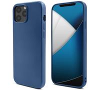 Moozy Lifestyle. Coque conçue pour iPhone 12 Pro Max, bleu nuit - Coque en silicone liquide avec finition mate et doublure en microfibre douce