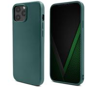 Moozy Lifestyle. Coque conçue pour iPhone 12 Pro Max, vert foncé - Coque en silicone liquide avec finition mate et doublure en microfibre douce