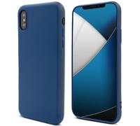 Moozy Lifestyle. Coque conçue pour iPhone X et iPhone XS, bleu nuit - Coque en silicone liquide avec finition mate et doublure en microfibre douce.