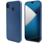 Moozy Lifestyle. Coque conçue pour Samsung A20e, bleu nuit - Coque en silicone liquide avec finition mate et doublure en microfibre douce.