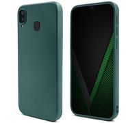 Moozy Lifestyle. Coque conçue pour Samsung A20e, vert foncé - Coque en silicone liquide avec finition mate et doublure en microfibre douce.