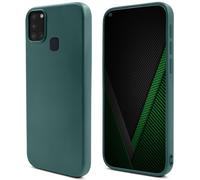 Moozy Lifestyle. Coque conçue pour Samsung A21s, vert foncé - Coque en silicone liquide avec finition mate et doublure en microfibre douce.