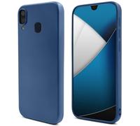 Moozy Lifestyle. Coque conçue pour Samsung A40, bleu nuit - Coque en silicone liquide avec finition mate et doublure en microfibre douce.