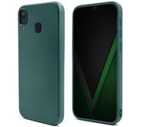 Moozy Lifestyle. Coque conçue pour Samsung A40, vert foncé - Coque en silicone liquide avec finition mate et doublure en microfibre douce.