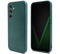 Moozy Lifestyle. Coque en silicone pour Samsung A34 5G, vert foncé - Coque légère en silicone liquide avec finition mate et doublure en microfibre douce, coque en silicone de qualité supérieure
