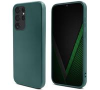 Moozy Lifestyle. Coque en silicone pour Samsung S23 Ultra, vert foncé - Coque légère en silicone liquide avec finition mate et doublure en microfibre douce, coque en silicone de qualité supérieure