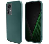 Moozy Lifestyle. Coque en silicone pour Xiaomi 12 Pro, vert foncé - Housse légère en silicone liquide avec finition mate et doublure en microfibre douce, coque en silicone de qualité supérieure