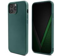 Moozy Lifestyle. Coque pour iPhone 12 Pro Max, Vert Foncé - Case en Silicone Liquide avec Finition Mate et Doublure en Microfibre Douce