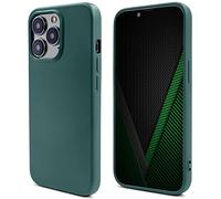 Moozy Lifestyle. Coque pour iPhone 14 Pro, Vert Foncé - Case en Silicone Liquide avec Finition Mate et Doublure en Microfibre Douce, Étui Phone Case Cover