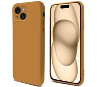 Moozy Lifestyle. Coque pour iPhone 15, 6.1-Pouces, Case Protection en Silicone Liquide avec Finition Mate et Doublure en Microfibre Douce, Étui pour iphone 15 Antichoc, Phone Cover, Caramel