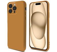 Moozy Lifestyle. Coque pour iPhone 15 Pro, 6.1-Pouces, Coque Protection pour iphone 15 Pro Case Cover Antichoc en Silicone Liquide avec Finition Mate et Doublure en Microfibre Douce, Caramel