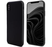 Moozy Lifestyle. Coque pour iPhone X et iPhone XS, Noire - Case en Silicone Liquide avec Finition Mate et Doublure en Microfibre Douce