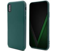 Moozy Lifestyle. Coque pour iPhone X et iPhone XS, Vert Foncé - Case en Silicone Liquide avec Finition Mate et Doublure en Microfibre Douce