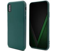Moozy Lifestyle. Coque pour iPhone X et iPhone XS, Vert Foncé - Case en Silicone Liquide avec Finition Mate et Doublure en Microfibre Douce