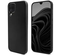 Moozy Lifestyle. Coque pour Samsung A12, Noire - Case en Silicone Liquide avec Finition Mate et Doublure en Microfibre Douce, Étui Housse Phone Case Cover