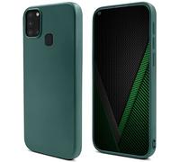 Moozy Lifestyle. Coque pour Samsung A21s, Vert Foncé - Case en Silicone Liquide avec Finition Mate et Doublure en Microfibre Douce