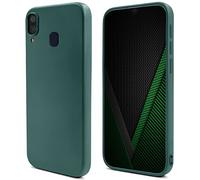 Moozy Lifestyle. Coque pour Samsung A40, Vert Foncé - Case en Silicone Liquide avec Finition Mate et Doublure en Microfibre Douce