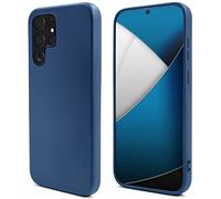 Moozy Lifestyle. Coque pour Samsung S22 Ultra, Bleu Nuit - Case en Silicone Liquide avec Finition Mate et Doublure en Microfibre Douce, Étui Phone Case Cover