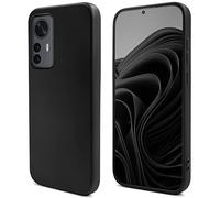 Moozy Lifestyle. Coque pour Xiaomi 12 Pro, Noire - Case en Silicone Liquide avec Finition Mate et Doublure en Microfibre Douce, Étui Phone Case Cover