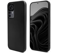 Moozy Lifestyle. Coque pour Xiaomi 12T et 12T Pro, Noire - Case en Silicone Liquide avec Finition Mate et Doublure en Microfibre Douce, Étui Phone Case Cover